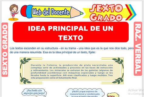 Ficha De Ideas Principales Y Secundarias Ideas Principales Interactive