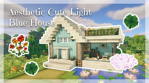 Minecraft 💙aesthetic Cute Light Blue House Tutorial Cottagecore