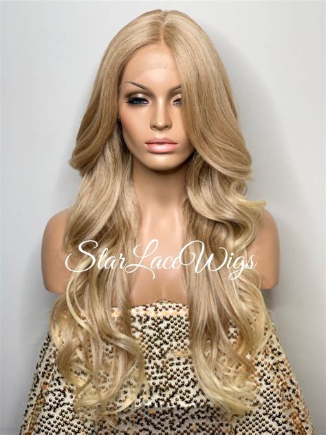 Blonde Lace Front Wig For Women Long Curly Layers Center Part Heat Ok