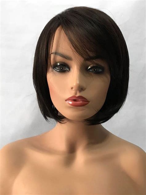 Off Side Bang Capless Straight Short Bob Synthetic Wig Rosegal
