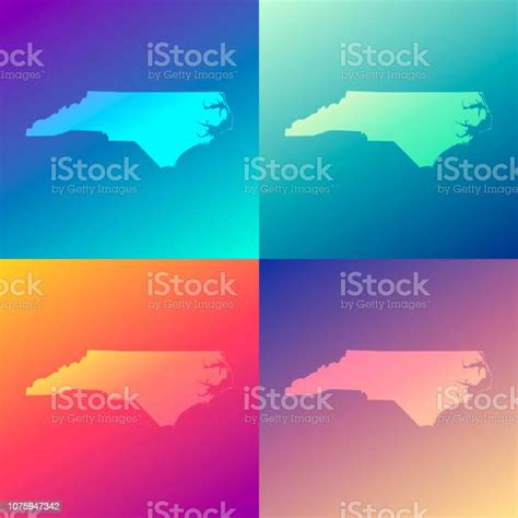North Carolina Maps With Colorful Gradients Trendy Background Stock