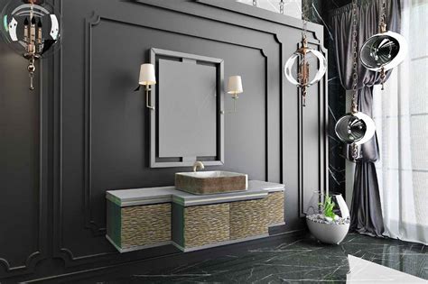 Badezimmer spiegel mit holzrahmen und ablage kiefer honig lackiert. Casa Padrino Luxus Badezimmer Set Grau / Gold / Schwarz ...