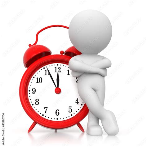 D Human Waiting With Alarm Clock Ilustraci N De Stock Adobe Stock