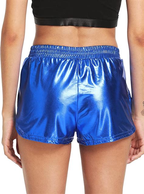 Sweatyrocks Women S Metallic Shorts Elastic Waist Shiny Pants Ebay