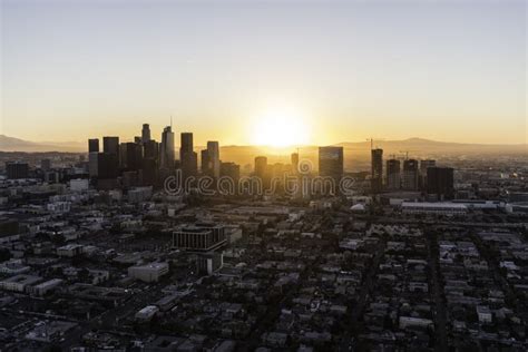 Morning Sunrise Aerial Downtown Los Angeles Editorial Photo Image Of
