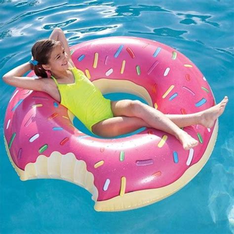 90 Cm Novelty Donut Swimming Inflatable Rubber Swim Ring Holiday Pool Fun Summer Pool Floats