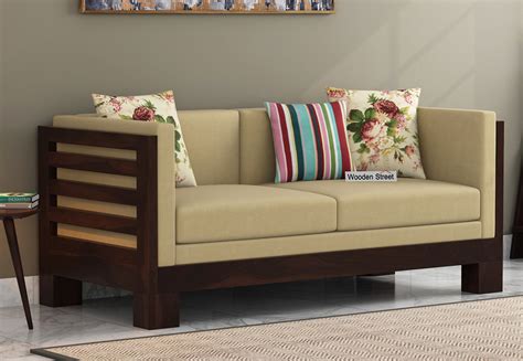 See more ideas about wooden sofa set, wooden sofa, sofa set. Buy Hizen 2 Seater Wooden Sofa (Walnut Finish) Online in ...