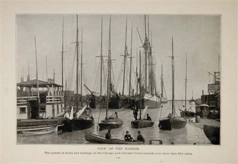 1902 Chicago Calumet River Harbor Dock Original Print Original Histori