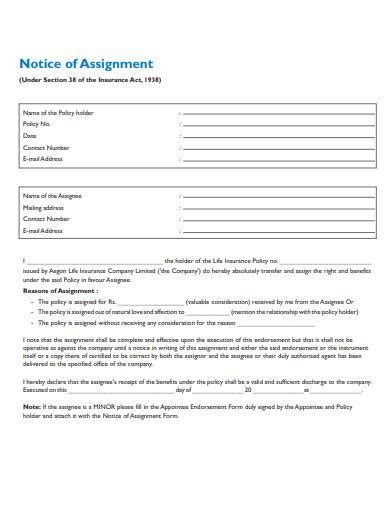 Notice Of Assignment Template Ms Word Microsoft Word Excel