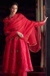 Buy Shikha Mehta Pink Silk Organza Nasrin Anarkali Set Online Aza