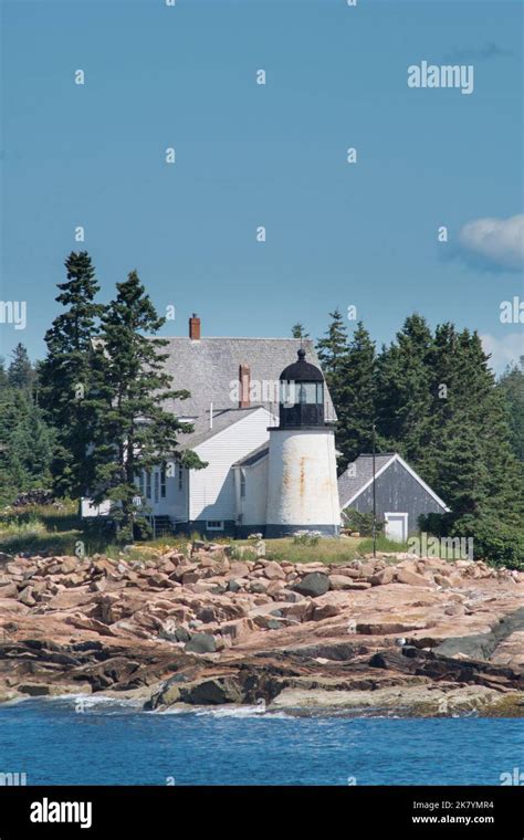 Winter Harbor Lighthouse On Mark Island Maine Usa Stock Photo Alamy