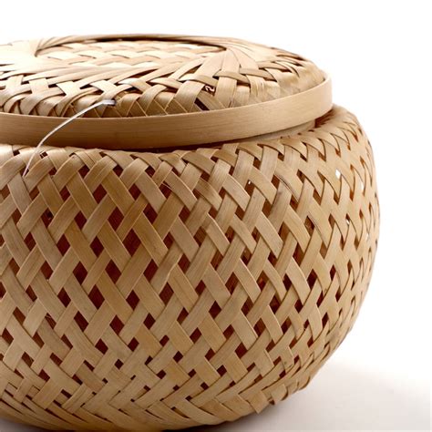 Woven Storage Basket Round Bamboo Basket With Lid Bamboo Box Etsy Uk