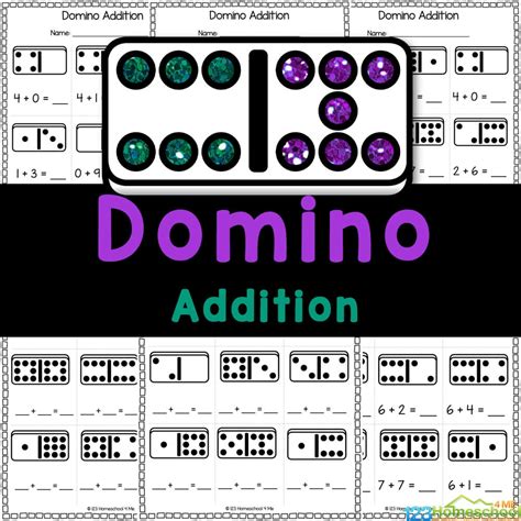 Free Printable Domino Addition Math Worksheets For Kindergarten