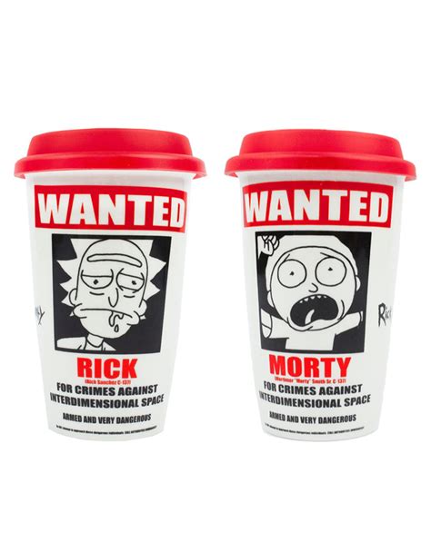 Rick And Morty Wanted Poster White Travel Mug 12oz340ml — Vanilla