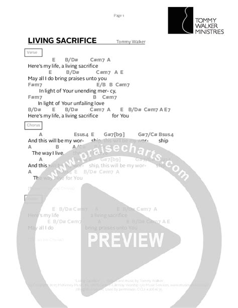 Living Sacrifices Chords PDF Tommy Walker PraiseCharts