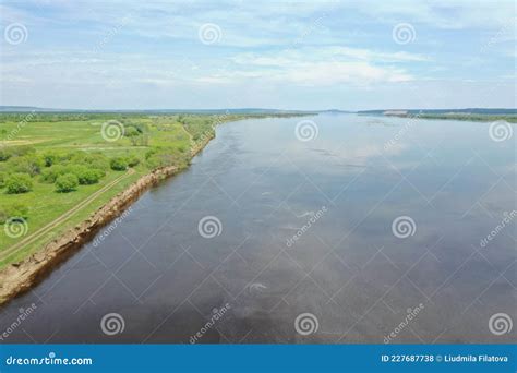 Wide River And Green Banks Landscape Russia Lena River Yakutia