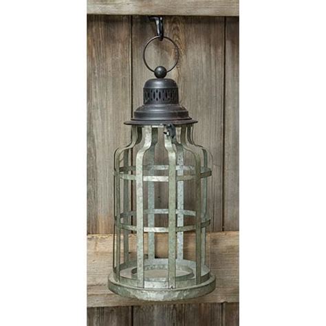 New Primitive Farmhouse Rustic Galvanized Candle Holder Lantern Hanging Lamp Yhd Galvanized