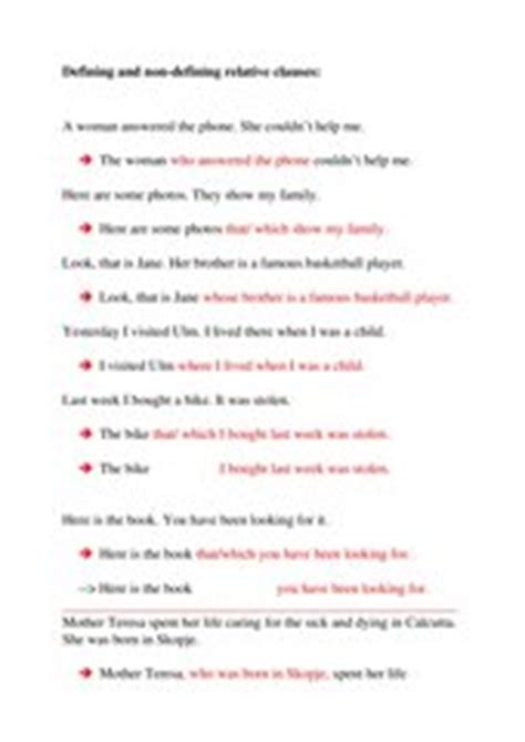 Check spelling or type a new query. Englisch: Arbeitsmaterialien Relative Clauses - 4teachers.de