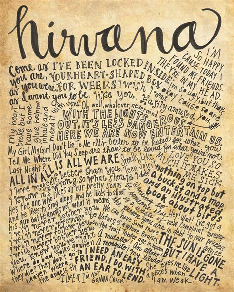 Nirvana Lyrics And Quotes 8x10 Handdrawn And Handlettered Print On