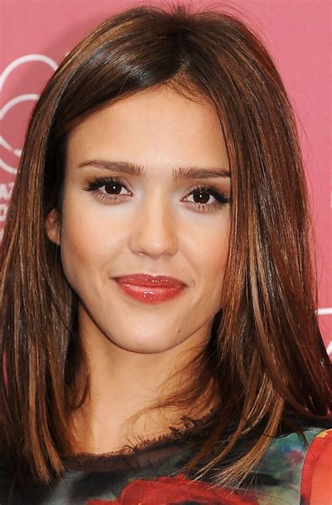 Jessica Alba Long Hairstyles Pretty Medium Straight Haircut For Young