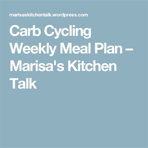 Carb Cycling Weekly Meal Plan Carb Cycling Week Meal Plan Carb