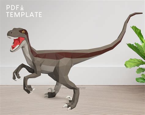 Raptor Papercraft 3d Velociraptor Papercraft Kit Dinosaur Etsy España