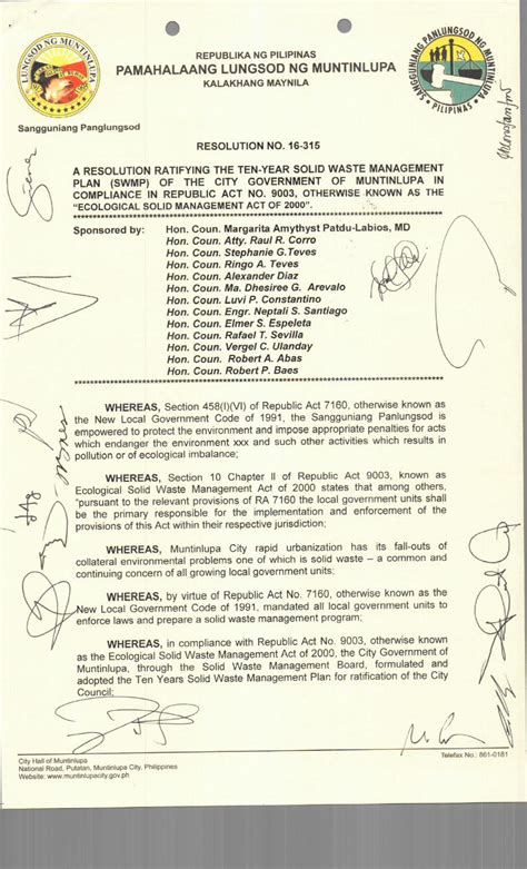 Pdf Barangay Resolutions — Resolution No 19 Series Of 2014 Barangay