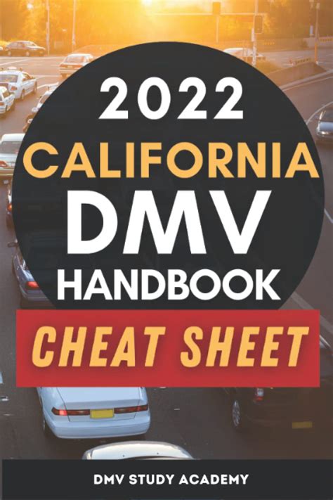 2022 California Dmv Handbook Cheat Sheet Ca Drivers Permit Study Book