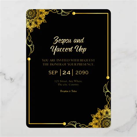 Black And Gold Luxury Invitation Gold Foil Design Foil Invitation Zazzle