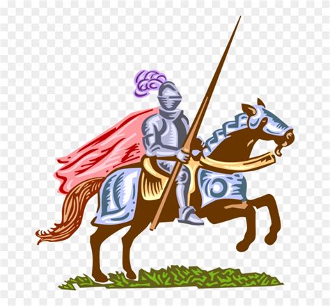 Vector Illustration Of Medieval Knight In Armor On Knight On Horse