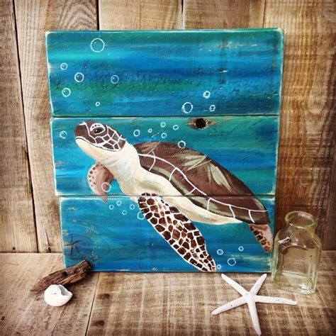 Sea Turtle Painting On Wood Sea Turtle Art Sea Turtles Sea Etsy Sea