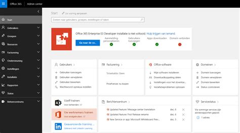 O365 admin center is an application to manage every aspect of office 365 including compliance center, exchange, skype & sharepoint. Office 365 - Admin Center uses your local language and will end up doing your building work!