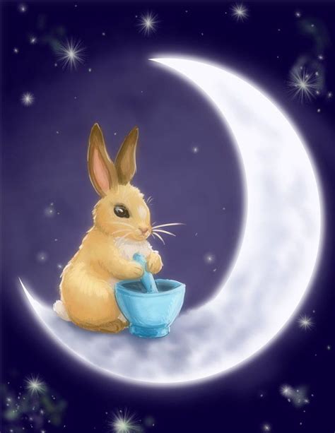 Moon Bunny By Nienor Ro 020317 Moon Bunny Moon Art Rabbit Art