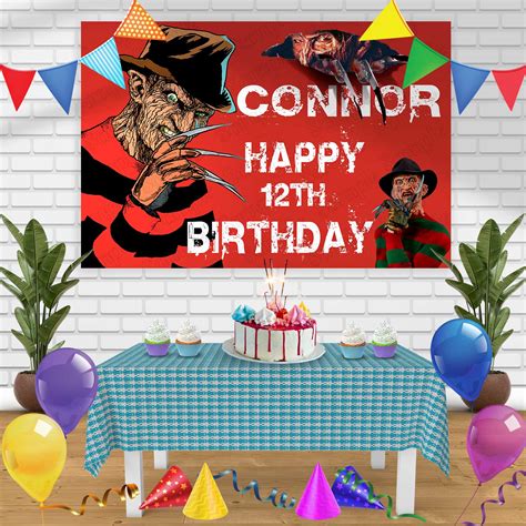 Freddy Krueger Birthday Banner Personalized Party Backdrop Decoration