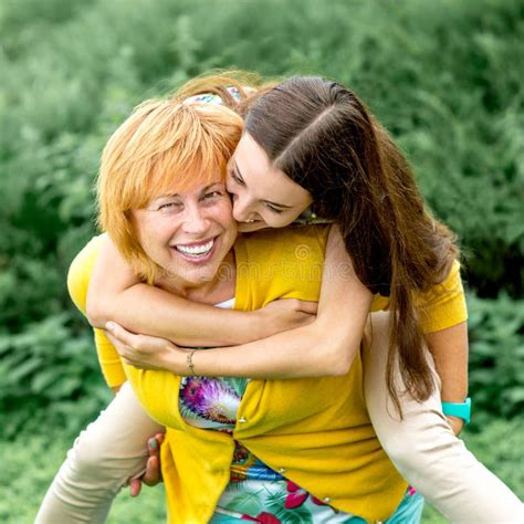 Portrait Of Mother With Her Daughter In The Park Stock Image Image Of