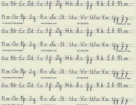 Cursive Handwriting Chart Hand Writing