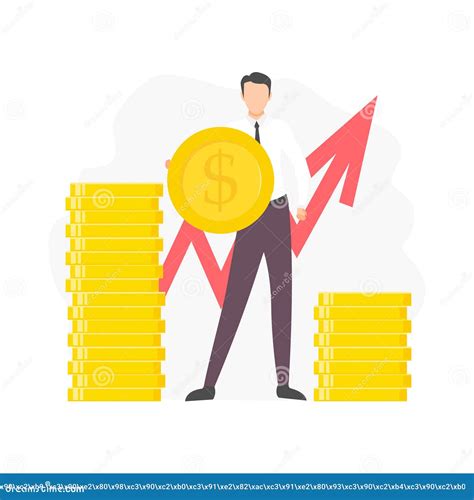 Businessman With Coins Vector Illustration Isolated Stock Vector