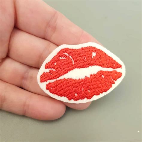 Red Lips Patch Mouth Applique Lipstick Iron On Sexy Lips Etsy