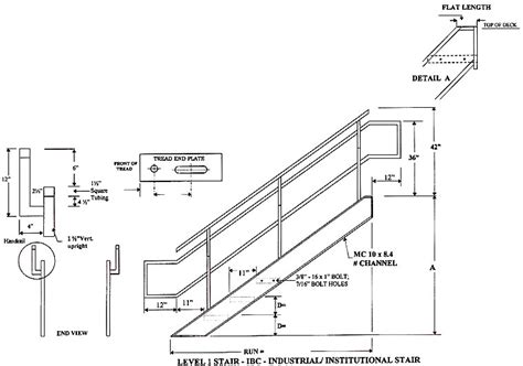 Each stair or tread must be a minimum of 44 inches wide if the building will be occupied by 50 or more people. Industrial/Institutional IBC Stairs, IBC Prefab Aluminum Stairways, International Building Code ...