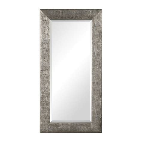 Rustic Rectangular Wall Mirror In Metallic Silver Finish With Organic