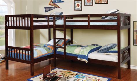 Sold and shipped by max & lily. Marquette L-Shaped Quadruple Twin Bunk Bed Furniture Of ...