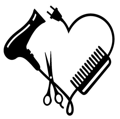 Hair Stylist Heart Comb Scissor Dryer Vinyl Decal