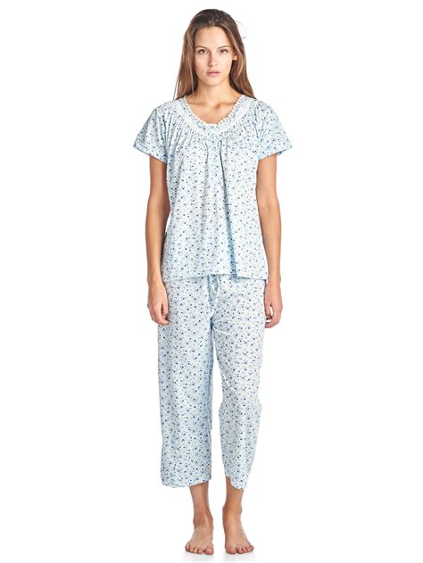 Casual Nights Womens Short Sleeve Floral Capri Pajama Set