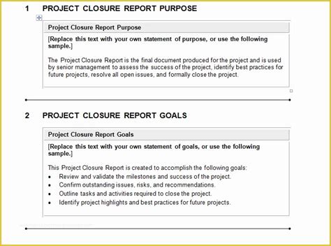 Project Closure Report Template Free Of Sample Project Closure Template