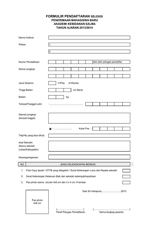 Formulir pendaftaranbimbel (bimbingan belajar) azzahra. Contoh Formulir Pendaftaran Dalam Bahasa Inggris - Puspasari