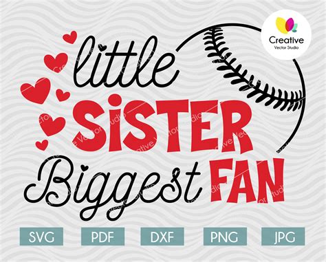Little Sister Biggest Fan Svg Baseball Sister T Shirt Design Vector Svg Dxf File For Cricut