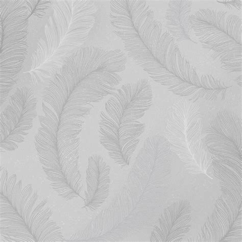 I Love Wallpaper Plume Feather Wallpaper Grey Silver