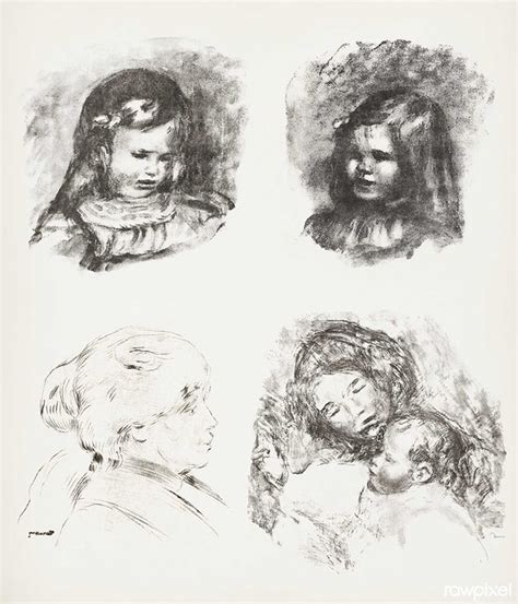 Lithograph Of Claude Renoir Head Lowered 1904 Claude Renoir Turned