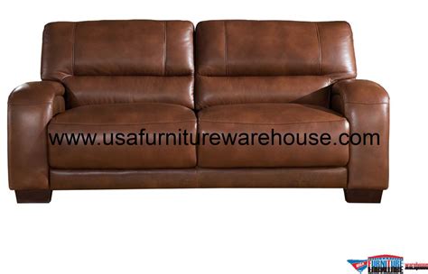 Brigitte Full Top Grain Brown Leather Sofa Usa Furniture Warehouse