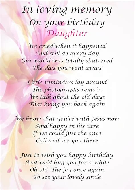 Graveside Memorial Laminated Card In Loving Memory On Your Birthday